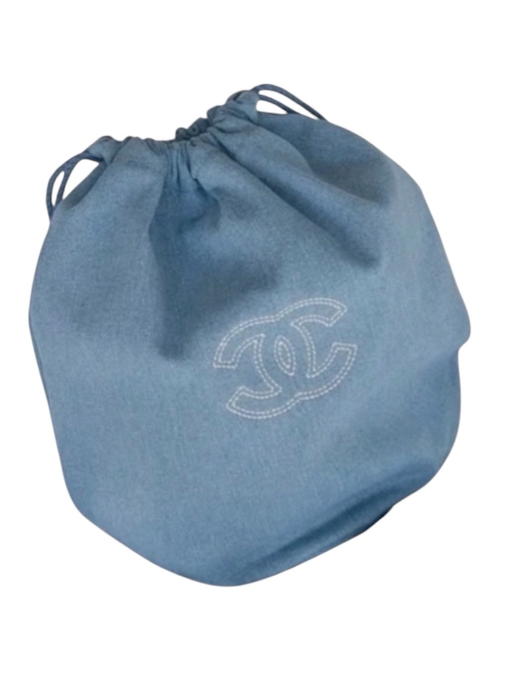 Chanel Beauty Denim Collection Drawstring Bag with Pink Logo
